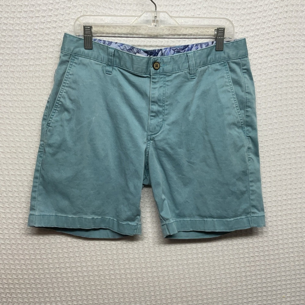 Tommy Bahama Boracay Chino Shorts 33 Mens Light Blue Stretch Cotton Blend Flat